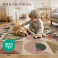 thumbnail image 4 of ODIKA 3'x5' Muted Green Auburn Geometric Tufted Washable Accent Rug Mid Century Modern Retro Circular Triangle Motif Contemporary Pet Friendly, Non-Shedding Mat for Bedside, Nursery Room, 4 of 7
