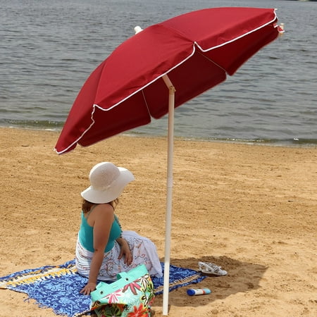 Sunnydaze 5 Foot Outdoor Beach Umbrella With Tilt Function Portable Sunnydaze 5 Foot Outdoor Beach Umbrella With Tilt Function Portable Red