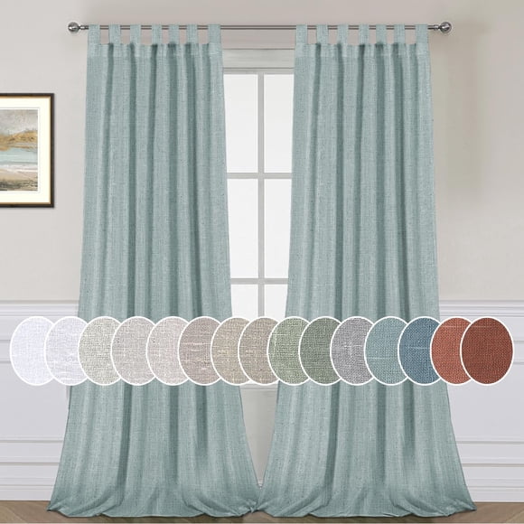 Cortinas H.VERSAILTEX con textura de lino semitransparente de 132 x 244 cm, color azul