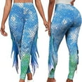 thumbnail image 2 of renvena Women Mermaid Rash Guard Pants Fish Scales Print Halloween Dance Bottoms Swimwear, 2 of 7