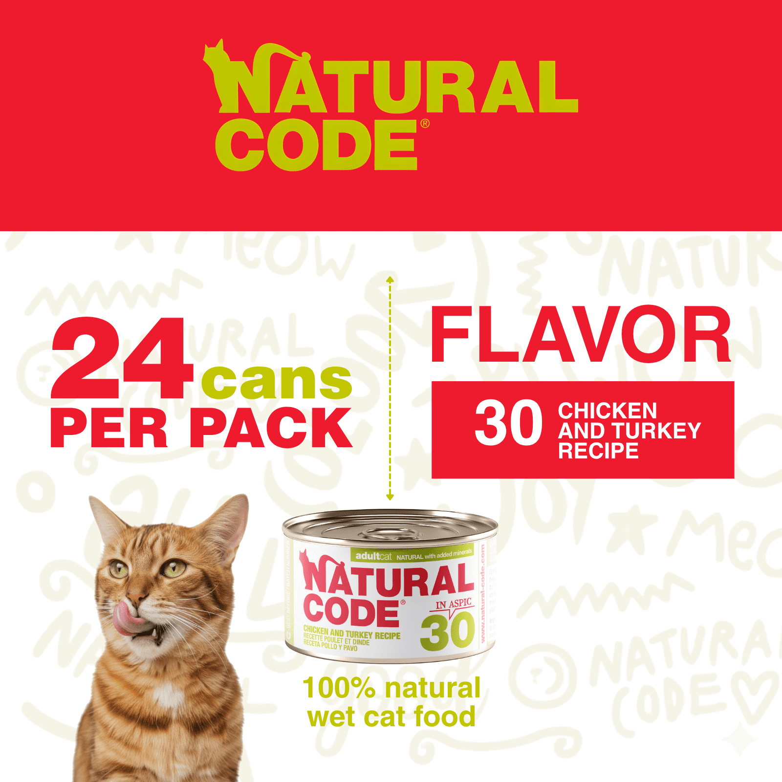 Natural Code - Wet Cat Food, Limited Ingredient Cat Food, High-Protein, Non-GMO, No Artificial Additives, Made In Italy, Chicken & Turkey in Aspic for Adult Cats (3 oz, 24 Pack)