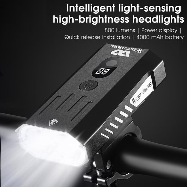 Linterna recargable USB Sharpla faro de bicicleta con sensor de luz automático Negro