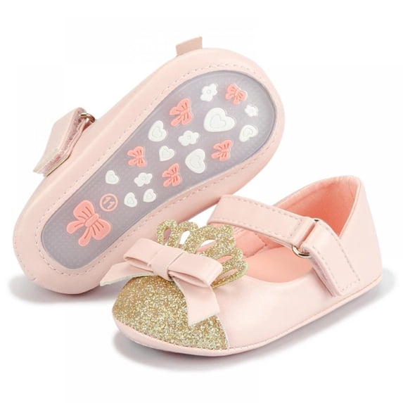 Infant Baby Girls Soft Sole Bowknot Princess Wedding Dress Mary Jane Flats Prewalker Newborn Light Baby Sneaker Shoes