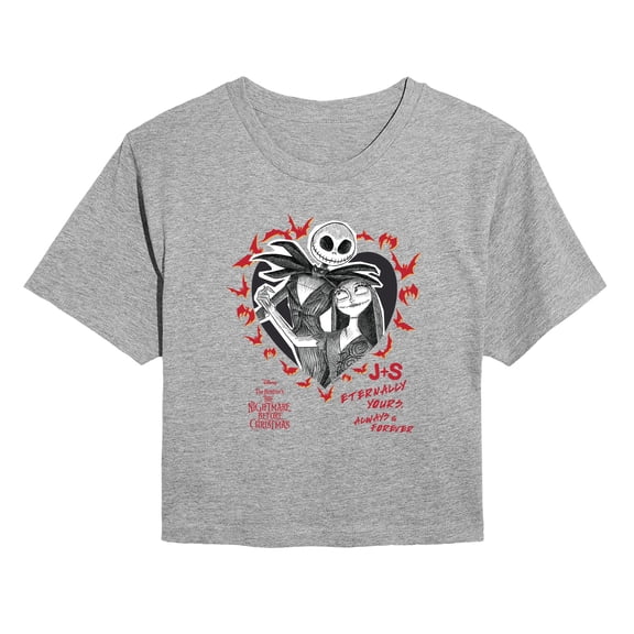 The Nightmare Before Christmas - Flames - Juniors Cropped Graphic T-Shirt