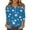 Blue, variant on Women's Fashion Casual Retro Floral Print V-Neck Button Down Three-Quarter Sleeve T-Shirt Top, Chic Blouse for Women,Royal Blue,XL