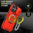 thumbnail image 6 of Case for iPhone 17 6.3-inch, Built In Slide Camera Cover & Rotatable Kickstand Sliding Ring Heavy Duty ShockProof Protective Case for iPhone 17,Red,For iPhone 17, 6 of 10