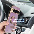 thumbnail image 4 of Case for Google Pixel 9 Pro XL Case with Ring Stand [360° Rotatable Ring Holder Magnetic Kickstand][Support Car Mount] Plating Rose Gold Edge Soft Flexible TPU Luxury Phone Case Cover, Purple, 4 of 6