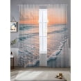 thumbnail image 2 of Summer Beach Sunset Landscape Sheer Curtains 96 Inch Long 2 Panels, Coastal Ocean Red Cloud Sky Wave Light Filtering Rod Pocket Curtains, Sheer Voile Drapes for Living Room Bedroom, 52"x96", 2 of 8