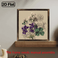 thumbnail image 5 of 2D Flat, 1pc Vintage Floral Wall Art Botanical Painting with Purple Violets, Lavender Green Foliage, Wooden Frame No Electricity Needed, Perfect Home Decor, International Style, Wall Han, 5 of 7