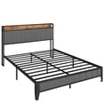 thumbnail image 2 of Joqixon Queen Bed Frame, Queen Size Bed Frame with Charging Station, Upholstered Headboard, Under Bed Storage, 800lbs, Dark Gray, 2 of 15