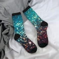 thumbnail image 5 of Gukieu Colorful Rainbow Glitter Print Contrast Color Mid-calf Socks, Sweat-wicking Athletic Socks, Unisex Clothing Accessories, 5 of 6