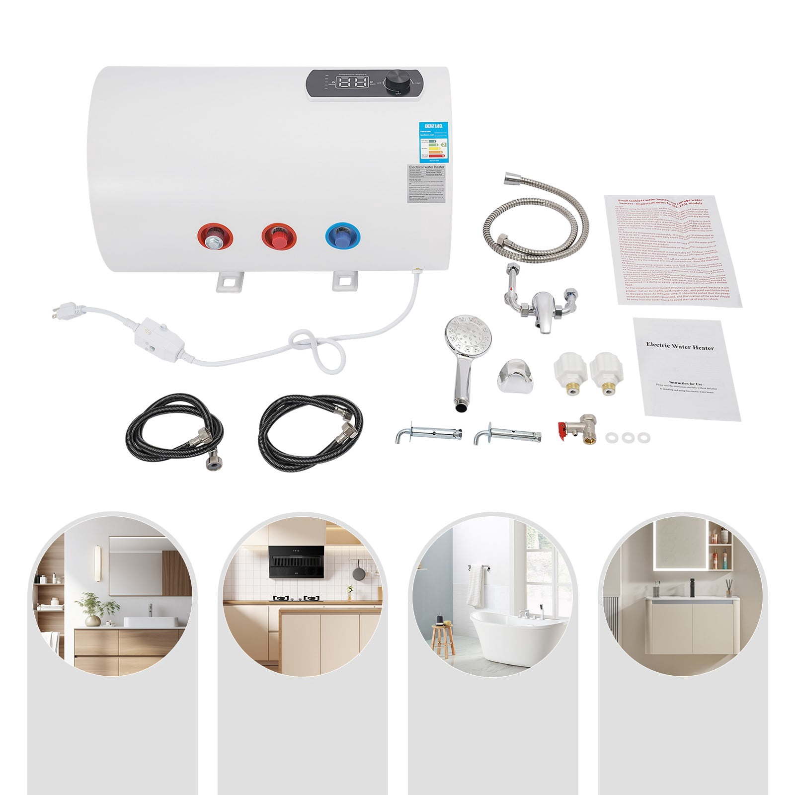 1500W Electric Hot Water Heater Home Water Heater Electric Tank Hot Water Heater
