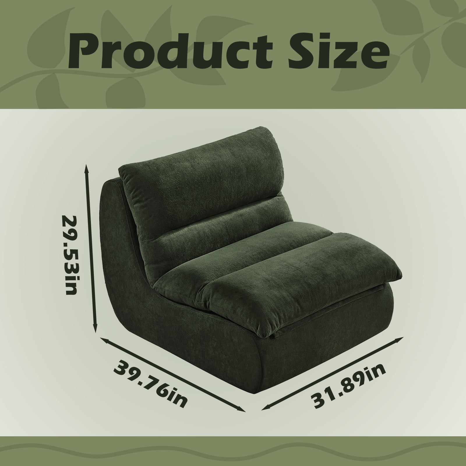 ConToose Green Cloud - like Lazy Sofa, Cozy Reading Retreat Lounge Chair, Ultra Soft Velvet Fabric Bean Bag Chair for Adults, Ideal Reading Spot with Ottoman for Living Room, Bedroom