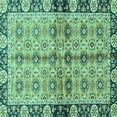 thumbnail image 1 of Ahgly Company Machine Washable Indoor Square Abstract Turquoise Blue Modern Area Rugs, 3' Square, 1 of 4