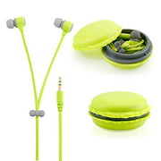 GEARONIC TM Cute 3.5mm in Ear Earphones Earbuds Headset with Macaroon Ear Buds Organizer Box Case Compatible with Smart Phones PC MP3 (Green)