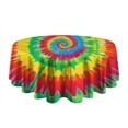 thumbnail image 5 of Rainbow Tie Dye Spiral Round Tablecloth 60"x60",Wrinkle Wipeable Table Cloth for Kitchen Dining Room Picnic Patio Party, 5 of 6