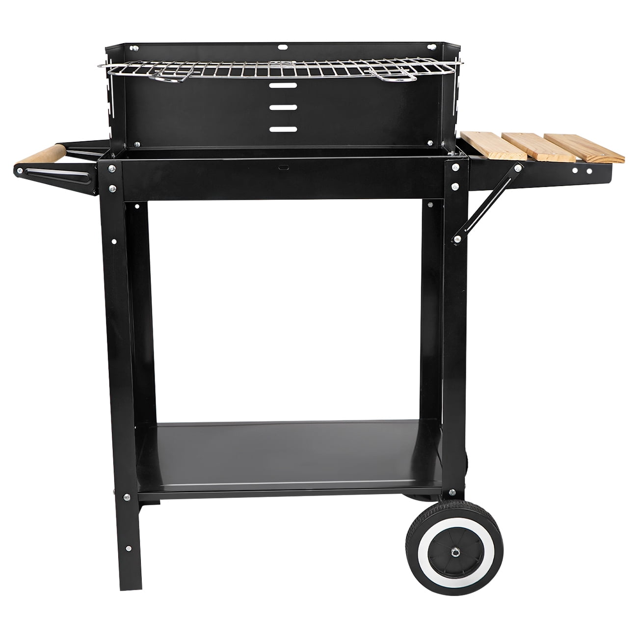 Linsen-outdoors Stainless Steel Charcoal Grill with Wheels - Heavy-Duty Roller Cart & Handles for Easy Moving, Portable Outdoor BBQ Grill Perfect for Backyard and Patio
