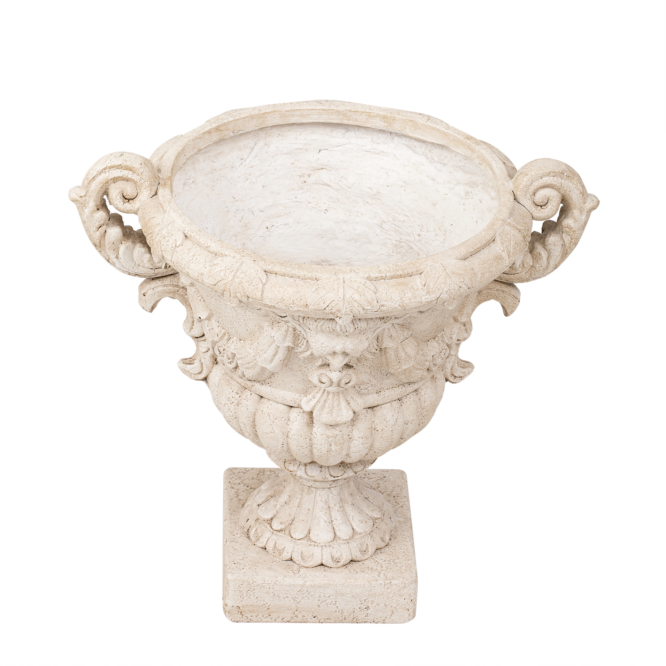 Christopher Knight Home Mythological Relief Urn Planter with Ornate Scroll Handles, Antique White