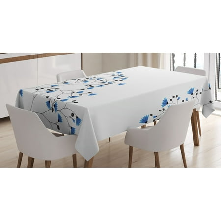 

Ambesonne Vintage Blue Tablecloth Rectangular Table Cover Anemone Blanda 60 x84 Blue Black and White