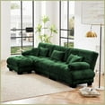 thumbnail image 5 of Luxury Chenille Green L-Shaped Modular Sectional Sofa with Convertible Ottoman - Deep Seat Cloud Couch for Living Room, 5 of 19