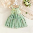 thumbnail image 3 of Tulle Fairy Dresses for Girls Sleeveless Floral Embroidered Dress Party Cute Summer Casual Photoshoot Dress, Green, 9 Months, 3 of 7