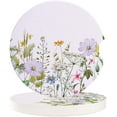 thumbnail image 1 of FMSHPON Spring Watercolor Fresh Flowers Plant Set of 6 Car Coaster for Drinks, Absorbent Ceramic Stone Coasters Cup Mat with Cork Base for Home Kitchen Room Coffee Table Bar Decor, 1 of 5