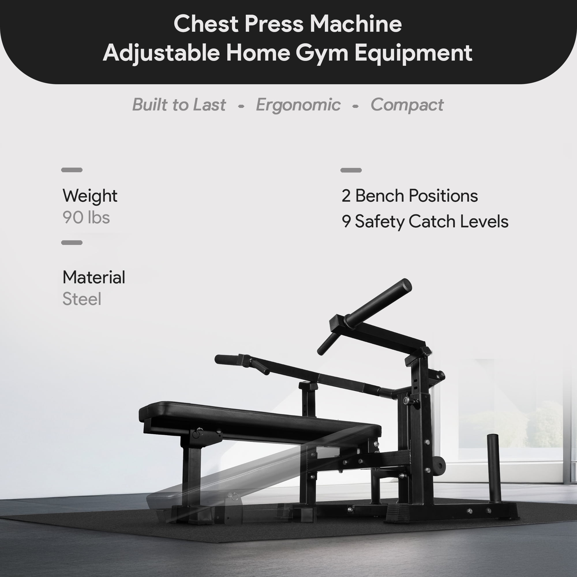 BalanceFrom Fitness Chest Press Machine, Adjustable Home Gym Equipment, Black