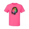 thumbnail image 2 of Lion Paint Art Splatter Abstract Art Animal Lover Men's Graphic T-Shirt, Neon Pink, Small, 2 of 3