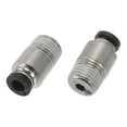 thumbnail image 1 of Conectores de aire Push para ajustes únicos 5/32" Conector neumático de inserción de plástico y metal 1/8" BSPT 2 piezas tono negro y plata, 1 of 7