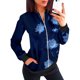 thumbnail image 1 of Gibobby Cápsula de béisbol Chaquetas diarias informales para mujer, chaqueta informal ligera con cremallera, abrigo con estampado Floral, cuello levantado, prendas de vestir deportivas (Azul, XL), 1 of 4