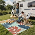 thumbnail image 4 of Outdoor & Indoor Area Rug 5'x8', Waterproof, Non-Shedding, Easy Cleaning, Leaf Mat for Patio, Living Room, Balcony, Dining Room, RV, Deck, Bedroom, Camping, Outside Carpet, Beige Grey, 4 of 10