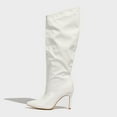 thumbnail image 7 of UngA Wide Calf Boots Knee High Boots Women Pointed Toe Tall Boots Stiletto High Heel Long Boots Side Zipper Sexy Dress Boots White,6, 7 of 7