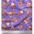 thumbnail image 1 of Soimoi Viscose Chiffon Fabric Skull & Begonia Floral Print Fabric by The Yard 42 Inch Wide, 1 of 3