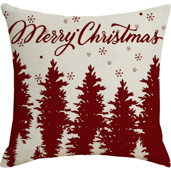 Twfbrm Christmas Pillow Covers 18x18 Inch Red White Christmas Tree Snowflakes Decor Throw Pillows Winter Xmas Holiday Outdoor Cushion Cases for Couch Bed Decorations