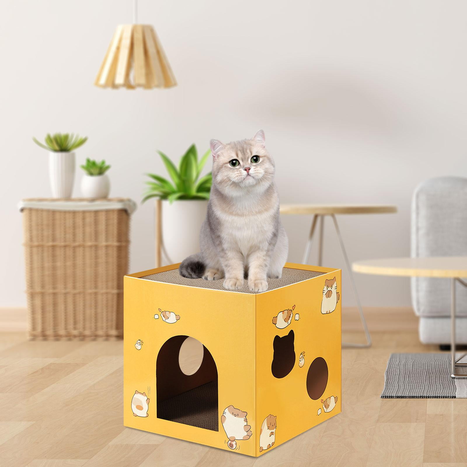 Bvdfgk Cat Box Cats Bed Pet Supplies Accessories with Scratch Pads Corrugated Cardboard Yellow L