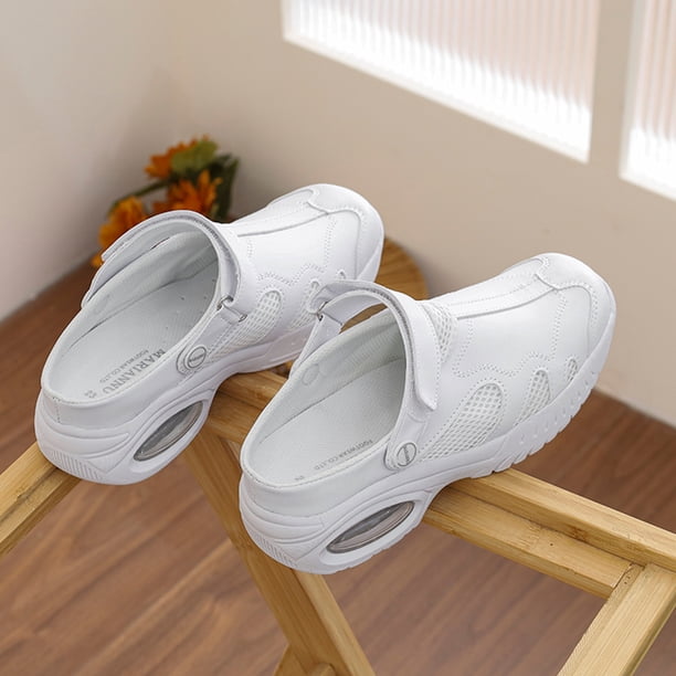 Mujer y hombre zapatillas livianas zapatos de enfermera blanca transpirable