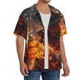 thumbnail image 3 of Zufioo Western Fire Cowboy Print Mens Button Down Short Sleeve Shirt,Classic Plaid Shirt,Mens Accessories Fashion Shirt-Medium, 3 of 6
