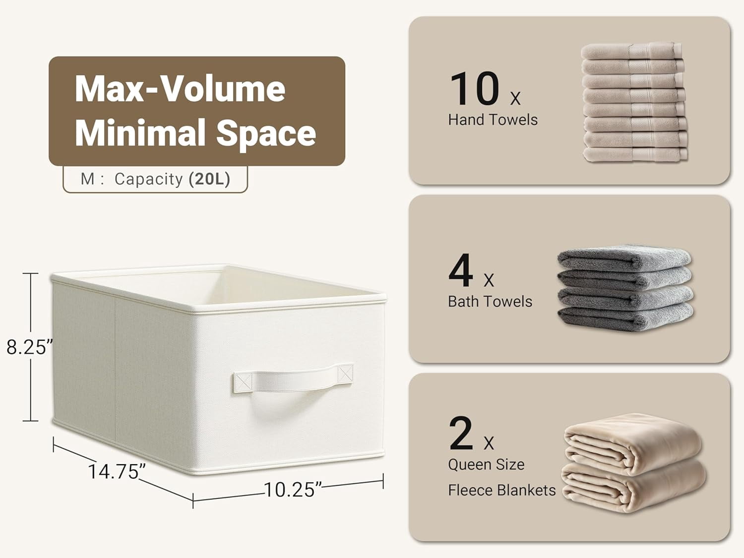 3 Pack Fabric Storage Bins for Shelves Closet Storage Bins Collapsible Closet Organizers for Clothes