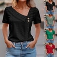 thumbnail image 6 of Lovskoo Eyelet Summer Tops for Women 2024 V Neck Short Sleeve Loose Casual Solid Color T Shirt Top Red, 6 of 6