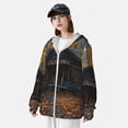 thumbnail image 3 of Vsdgher Chemises à Capuche Imprimé Rustique Cabane Automne Forêt pour Hommes Femmes, Manches Longues Protection Solaire Pêche pour Course Natation-Moyen, 3 of 7