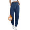 thumbnail image 2 of Womens Work Pants Elastic Waist Cotton Lined Sweatpants Straight Leg Sweatpants Casual Trousers Trendy Dressy Blue 2XL, 2 of 4