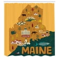 thumbnail image 2 of Ambesonne Moose Shower Curtain, Maine Map with Attractions, 69"Wx75"L, Pale Orange and Forest Green, 2 of 4