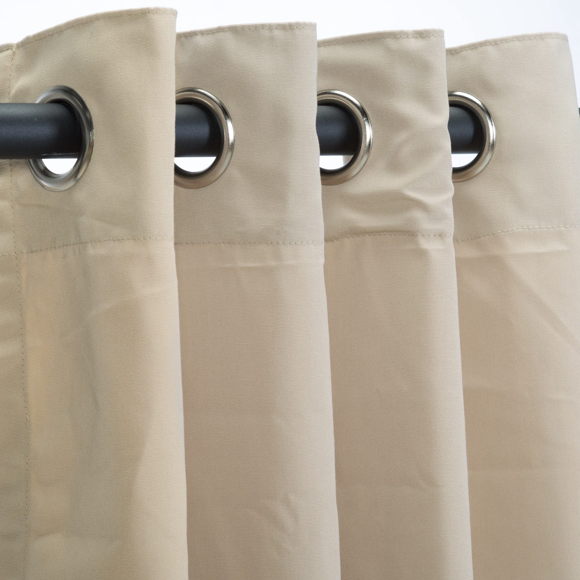 Sunbrella Canvas Antique Beige Outdoor Curtain with Nickel Plated Grommets 50 in. x 108 in.