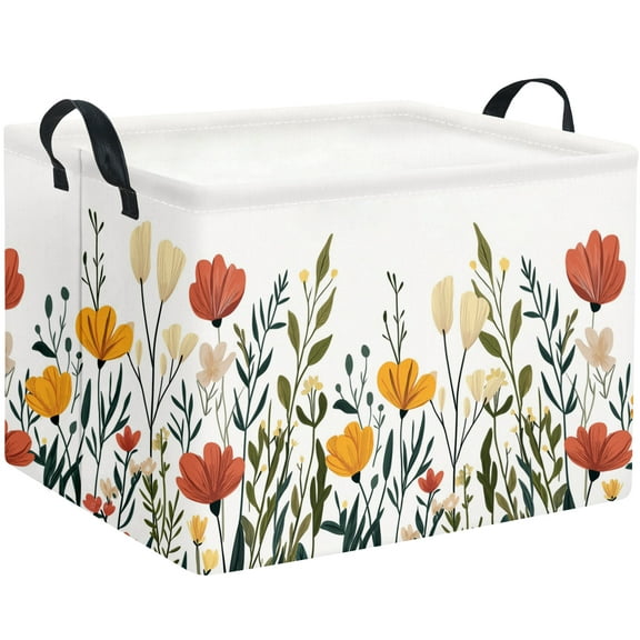 TXCENY Rectangular Kids Storage Basket Gift Basket Baby Storage Basket Cute Kids Toy Storage Bin Organizer Shelf Book Basket Room Decor(Flower)