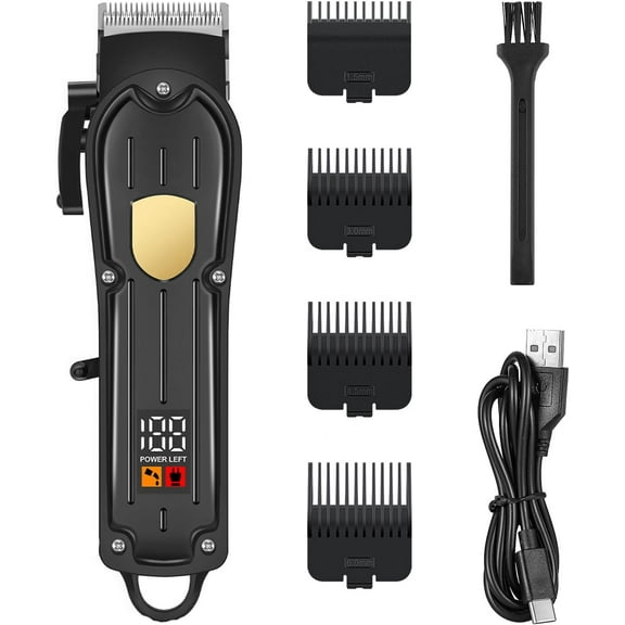 Professional Cordless Hair Clippers for Men, Barber Clippers with Adjustable Precision Blades, Mens Beard Trimmer, LED Display, Professional Barbers & Home Haircutting