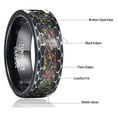 thumbnail image 5 of NUNCAD 8mm Men's Black Tungsten Carbide Ring with Crushed Created-Opal Inlaid Brushed Finish Wedding Bands Size 7-12, 5 of 5