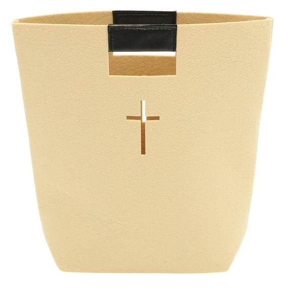 Supvox 1Pc Beige Felt Bible Carrying Case with PU Handle Large Storage Capacity for Travel