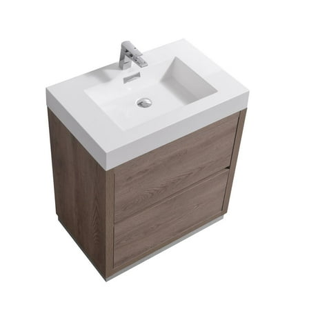 Kubebath Bliss 30" Butternut  Free Standing Modern Bathroom Vanity