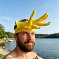 thumbnail image 3 of Printed Finger-Shaped Sun Visor Hat with Adjustable Strap, Rigid Plastic and Fabric, Face Shade for Beach Pool Party, 1 Count, 3 of 4