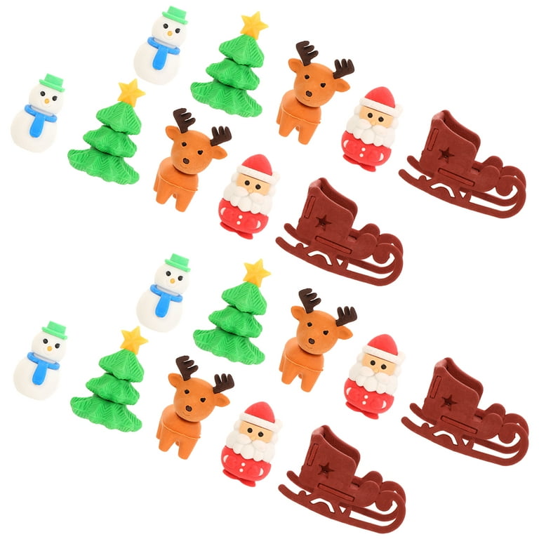Eraser Christmas Erasers Santa Toys Favors Party Stationery Holiday Kidsstuffer Stocking Assortment Puzzle Tree 3D, Size: 3.8x2.5cm